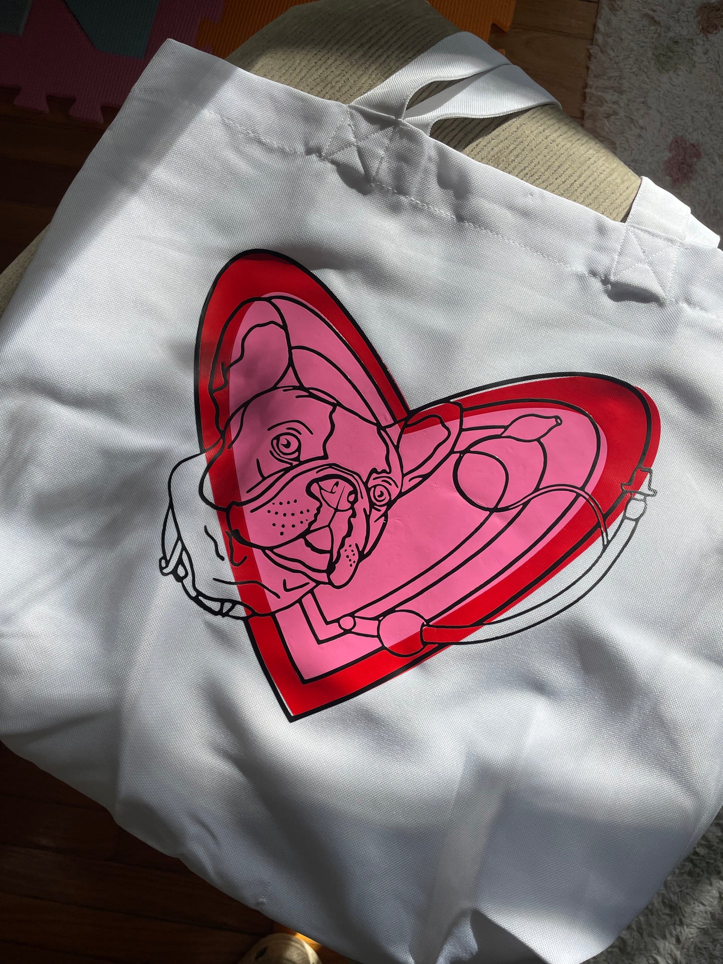 Tote bag "Frenchie" blanc