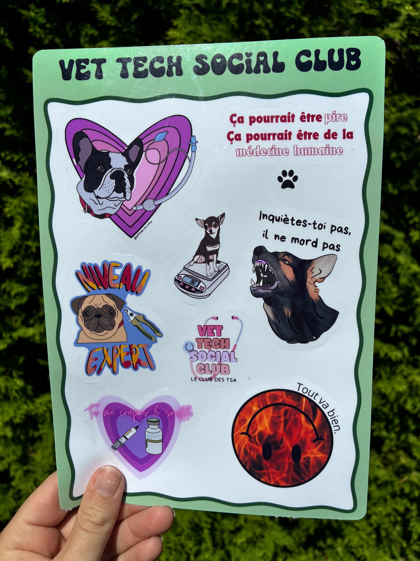 Feuille autocollants verte